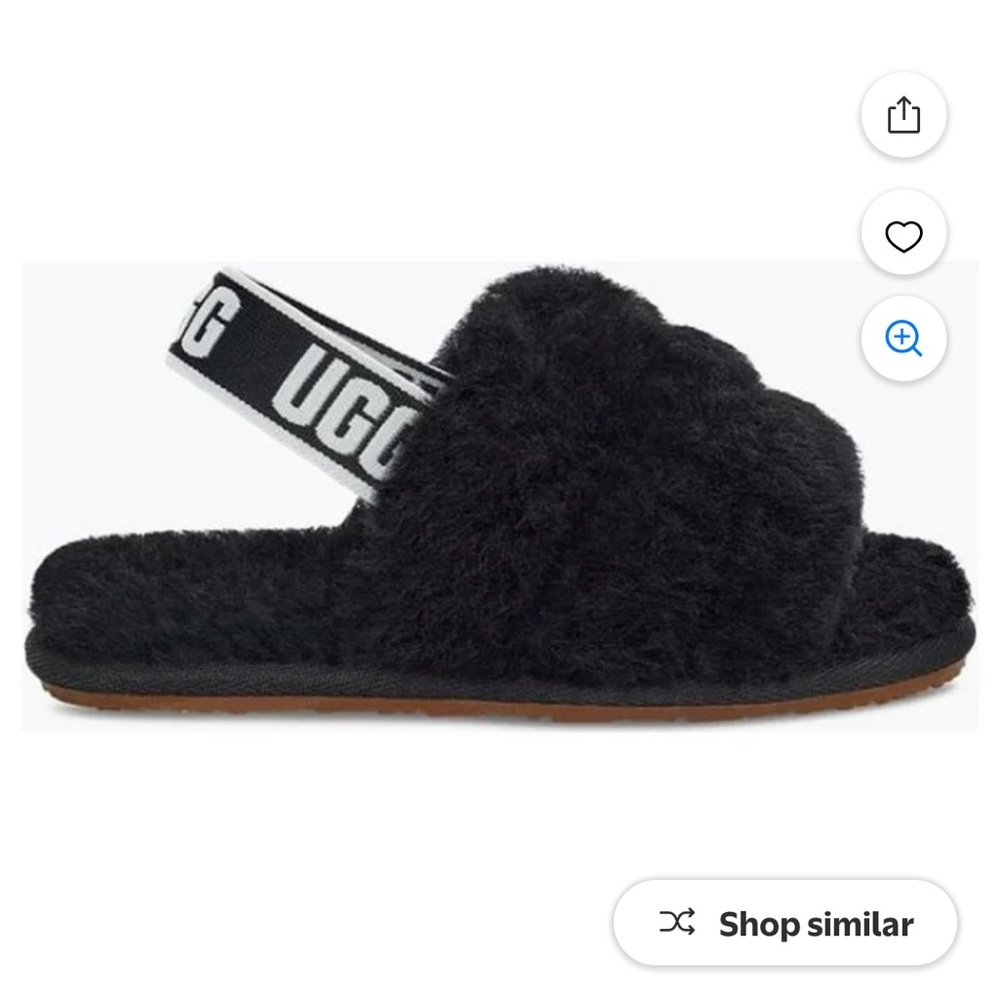 UGG Toddlers' Fluff Yeah Slide Sandal Slipper in Black, 11 US